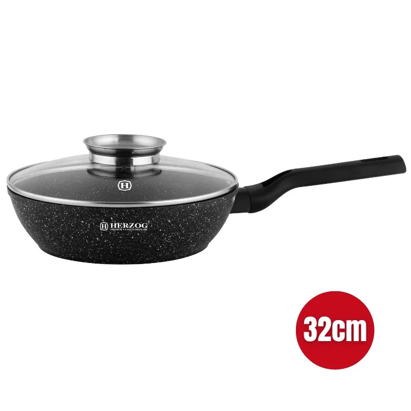 Herzog HR-2612: 32cm Deep-Fry Pan With Aroma Knob Lid