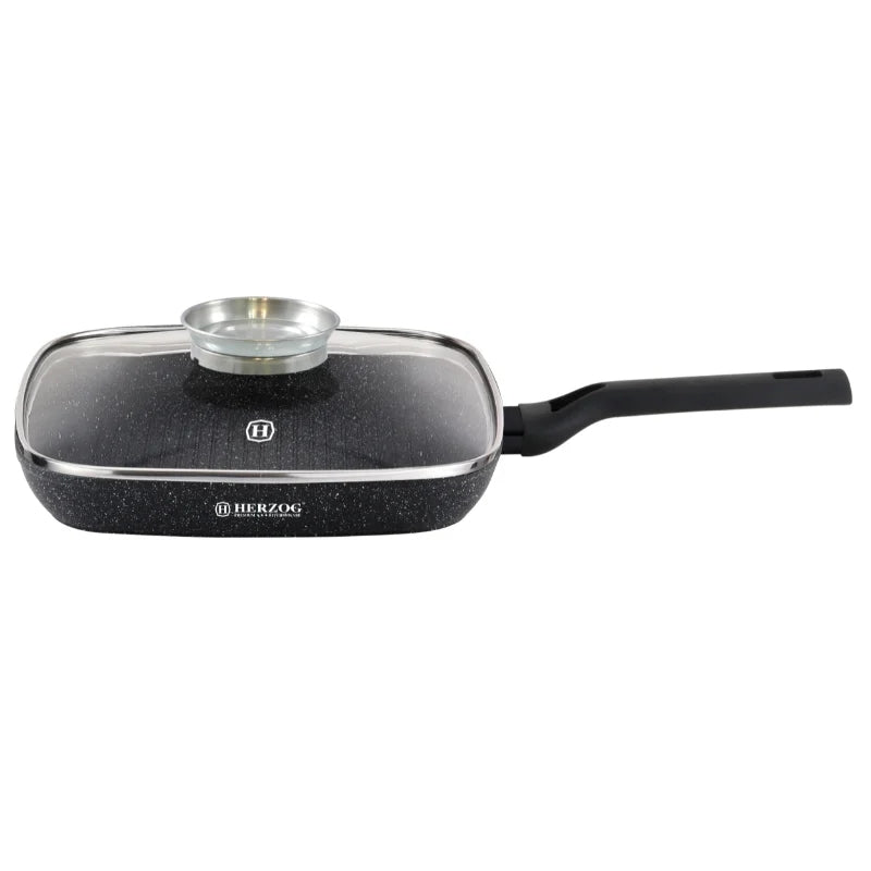 Herzog HR-2613: 28cm Grill Pan With Aroma Knob Lid