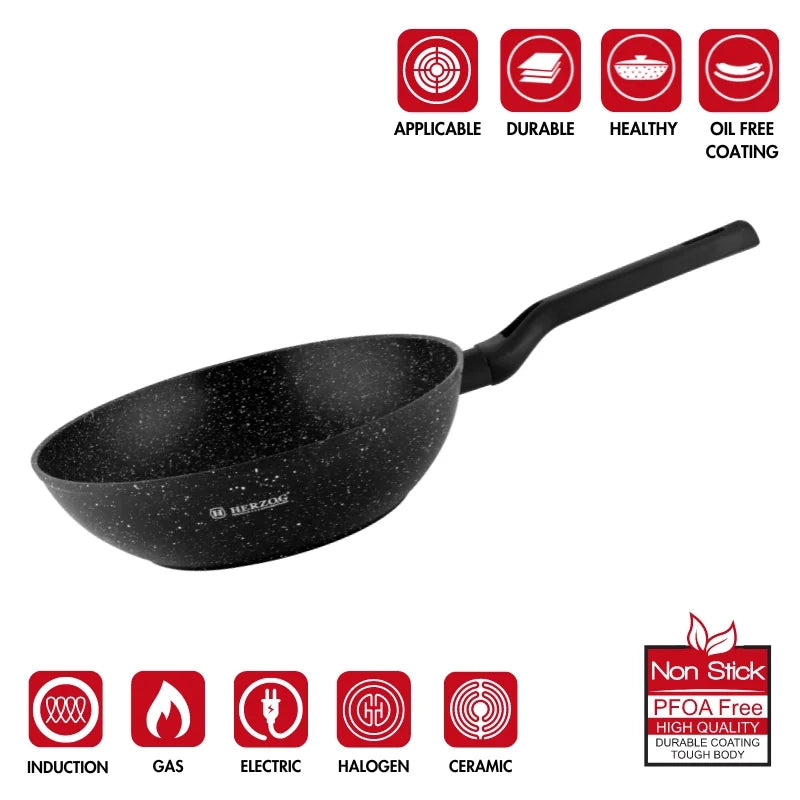 Herzog HR-2616: 28cm Marble Coated Wok
