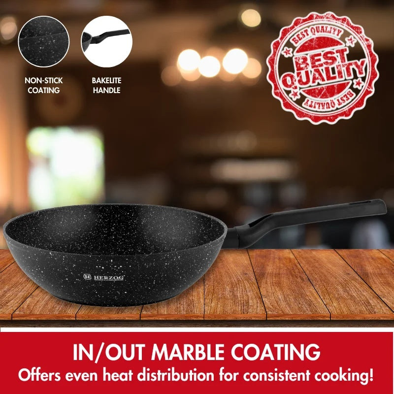 Herzog HR-2616: 28cm Marble Coated Wok