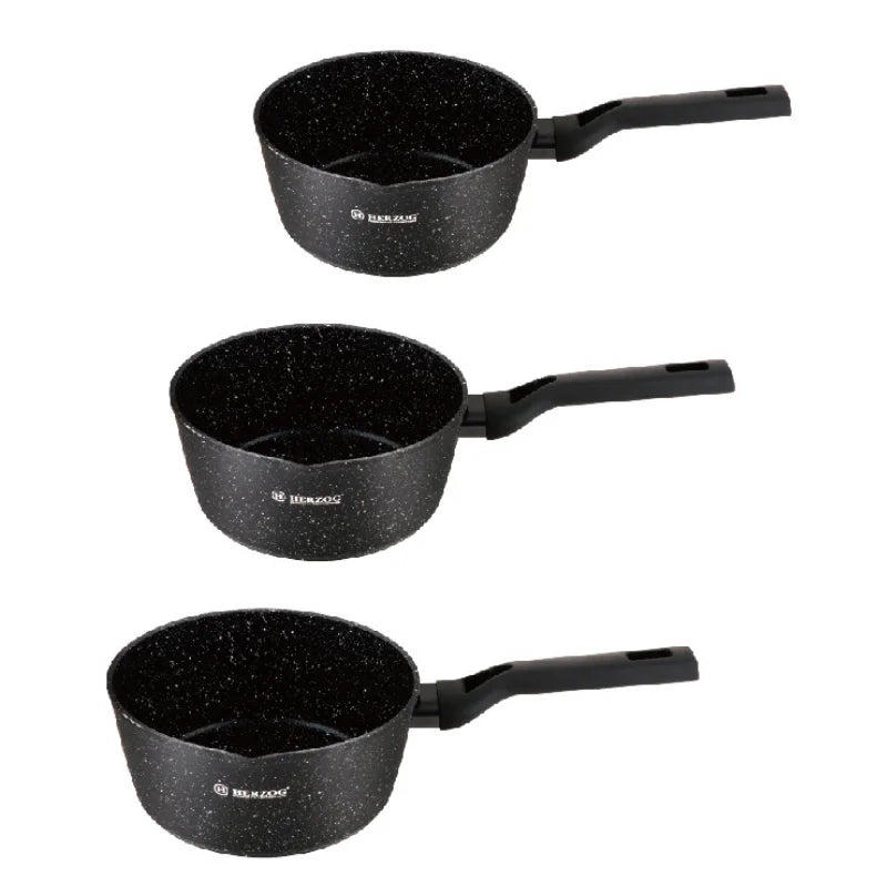 Herzog HR-2619: 3 Pieces Milk/Sauce Pot Set with Pouring Spout