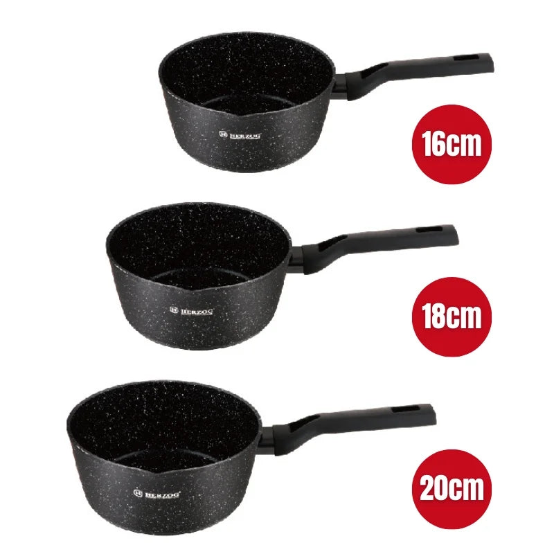 Herzog HR-2619: 3 Pieces Milk/Sauce Pot Set with Pouring Spout