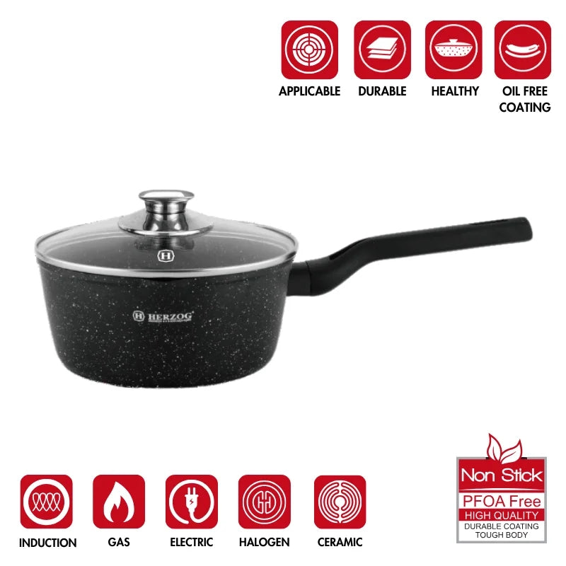 Herzog HR-2621: 6 Pieces Sauce Pot Set with Glass Lid