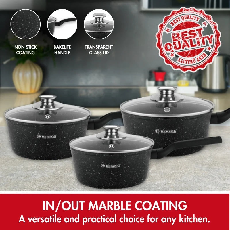 Herzog HR-2621: 6 Pieces Sauce Pot Set with Glass Lid