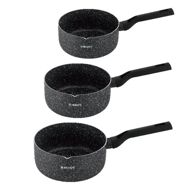 Herzog HR-2622: 3 Pieces Marble Coated Sauce/Milk Pot with Pouring Spout