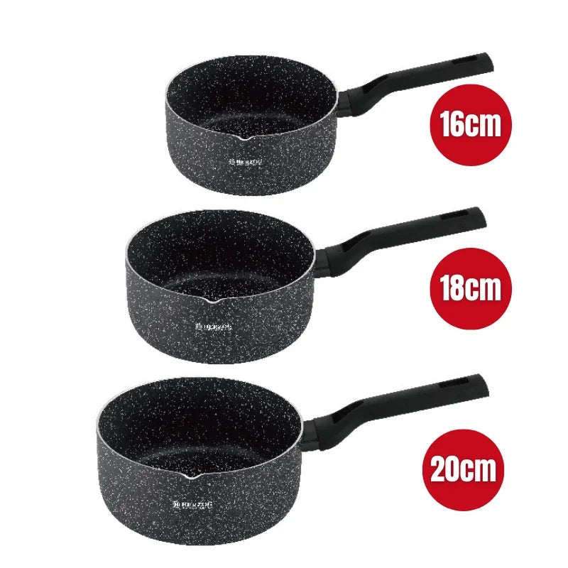 Herzog HR-2622: 3 Pieces Marble Coated Sauce/Milk Pot with Pouring Spout