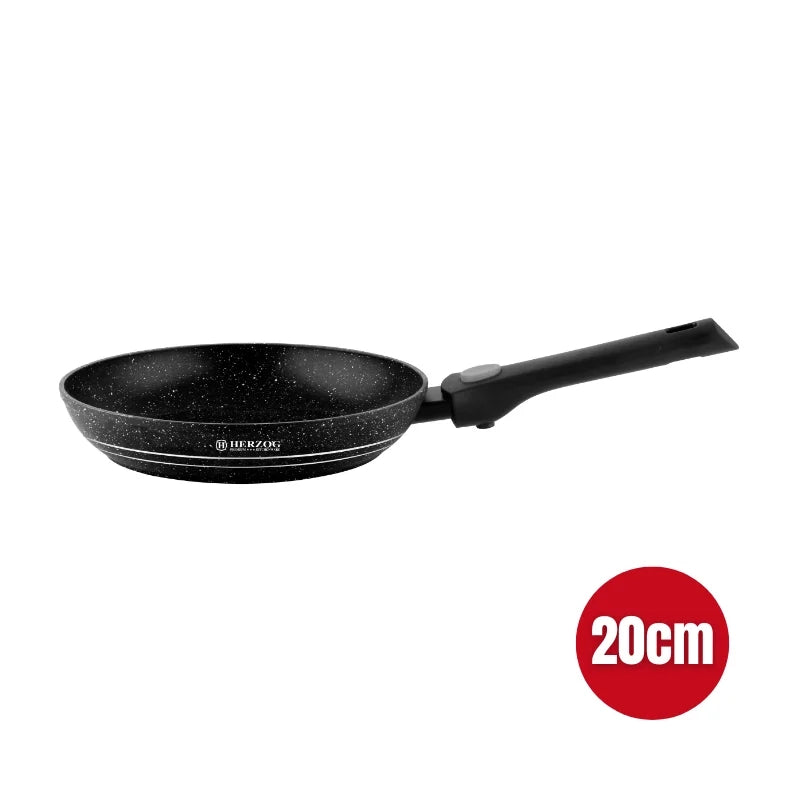 Herzog HR-3620: 20cm Marble Coated Frying Pan with Detachable Handle
