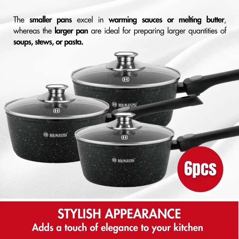 Herzog HR-3621: 6 Pieces Sauce Pot with Detachable Handle