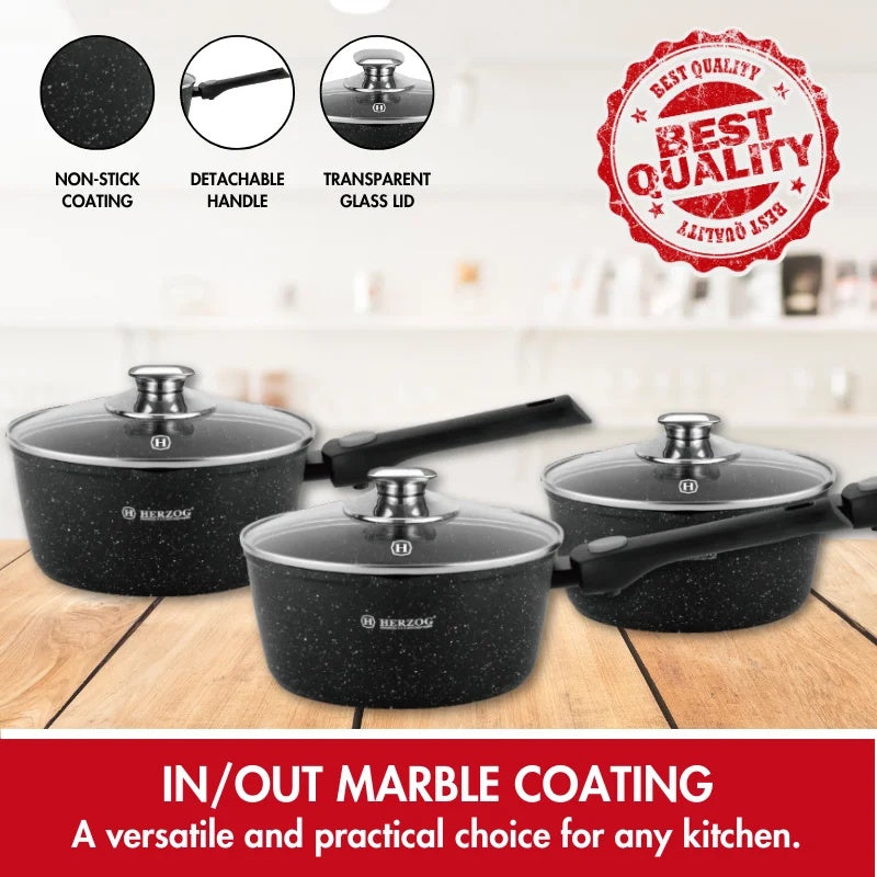 Herzog HR-3621: 6 Pieces Sauce Pot with Detachable Handle