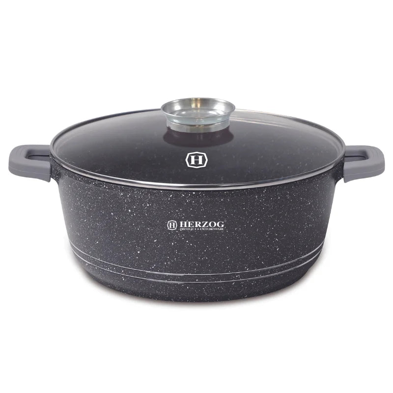 Herzog HR-5212: 44cm Marble Coated Casserole with Aroma Knob - 25L