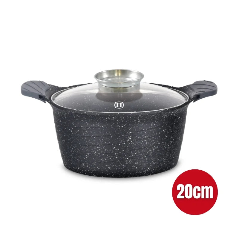 Herzog HR-5221: 20cmMarble Coated Casserole with Aroma Knob - 2.6L