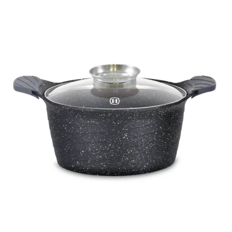 Herzog HR-5222: 24cmMarble Coated Casserole with Aroma Knob - 4.6L