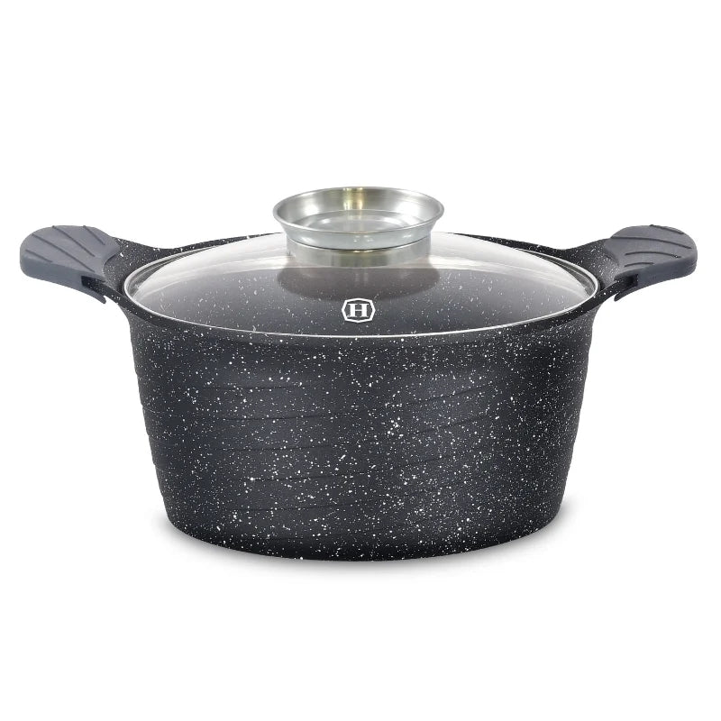 Herzog HR-5223: 28cmMarble Coated Casserole with Aroma Knob - 7.1L