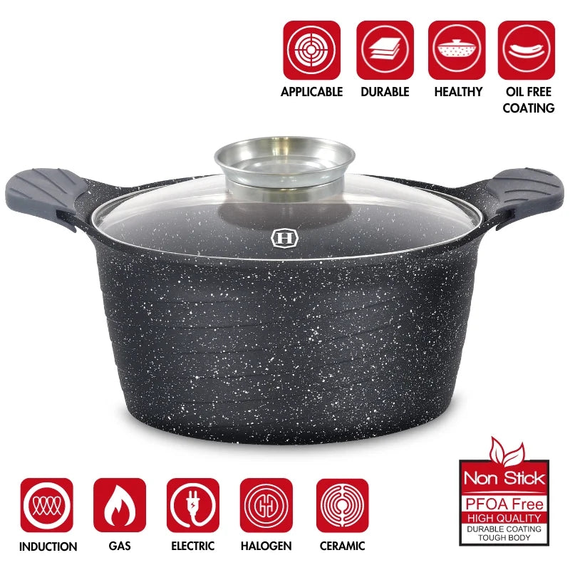 Herzog HR-5224: 32cmMarble Coated Casserole with Aroma Knob - 10.2L