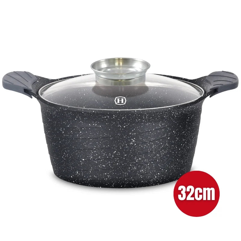 Herzog HR-5224: 32cmMarble Coated Casserole with Aroma Knob - 10.2L