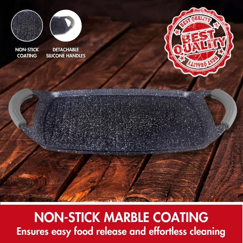 Herzog HR-5236: 47cm Marble Coated Grill Plate + Grill Sear Ridges