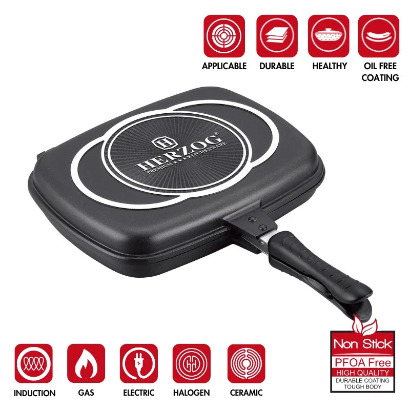 Herzog HR-DP28M: 28cm Die Casting Double Fry Pan