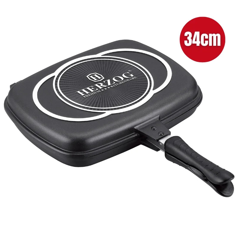Herzog HR-DP34M: 34cm Die Casting Double Fry Pan