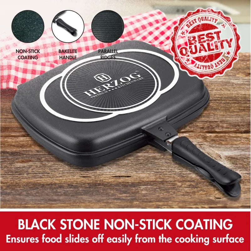 Herzog HR-DP34M: 34cm Die Casting Double Fry Pan