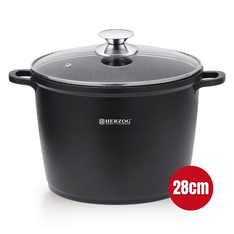 Herzog HR-SP28M: 28cm Die Cast Stone Coated Deep Pot