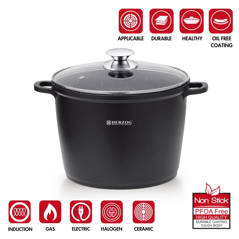 Herzog HR-SP28M: 28cm Die Cast Stone Coated Deep Pot
