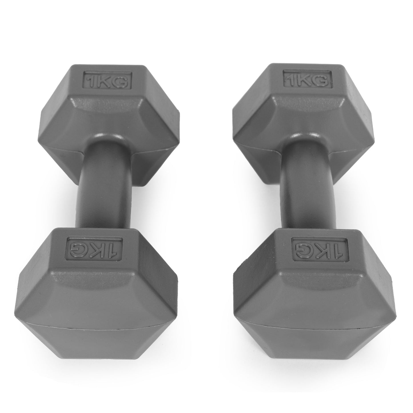 Hex dumbbells set 2x1 kg, exercise weights, fitness load, gray, ModernHome