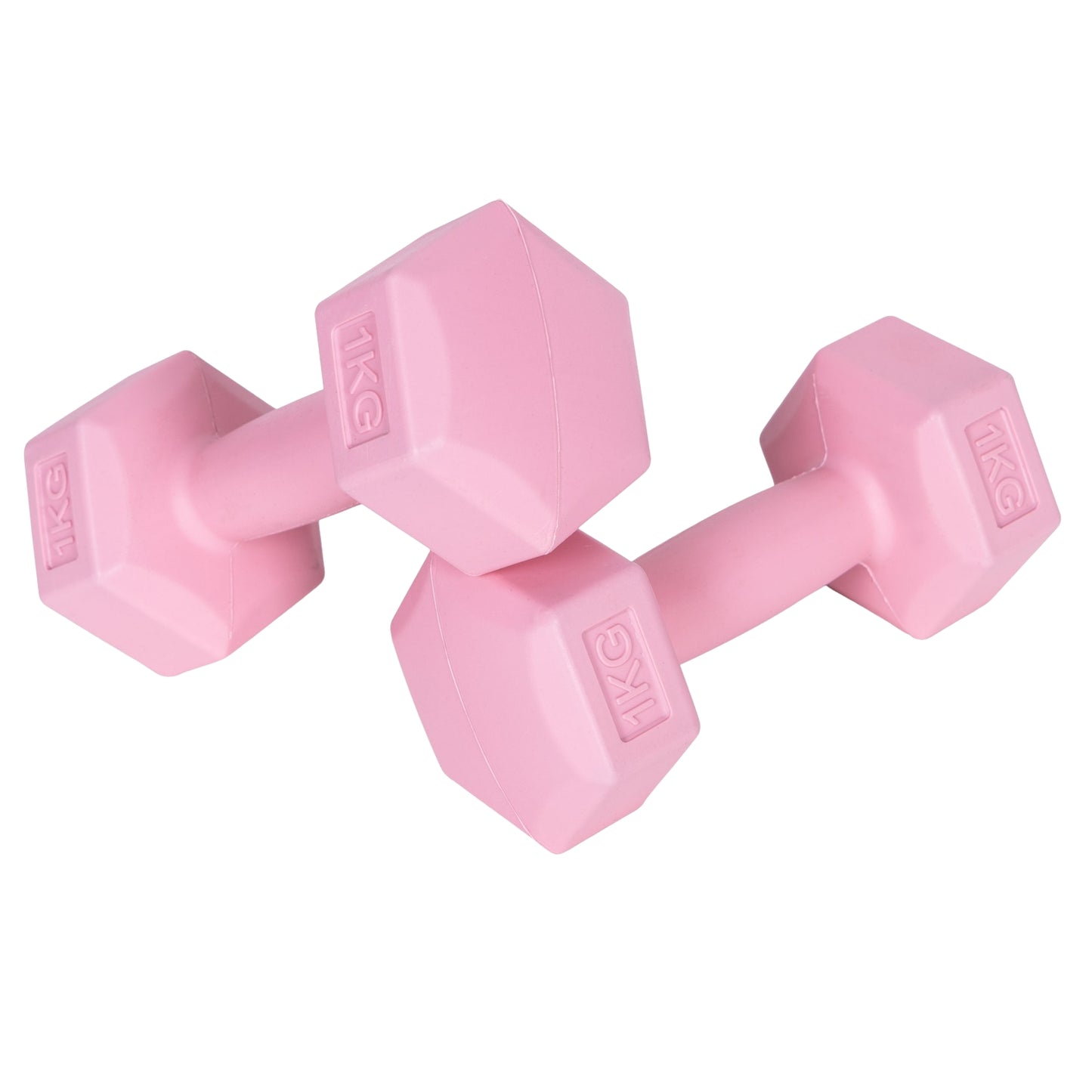 Hex dumbbells set 2x1 kg, exercise weights, fitness load, pink, ModernHome