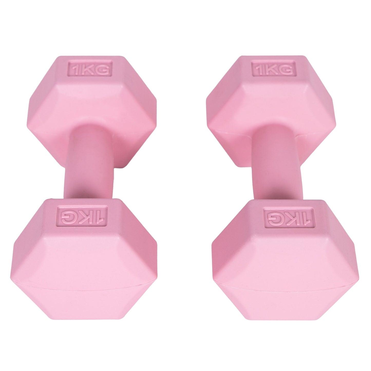 Hex dumbbells set 2x1 kg, exercise weights, fitness load, pink, ModernHome