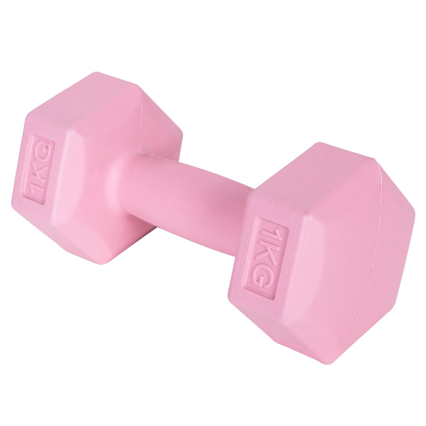 Hex dumbbells set 2x1 kg, exercise weights, fitness load, pink, ModernHome