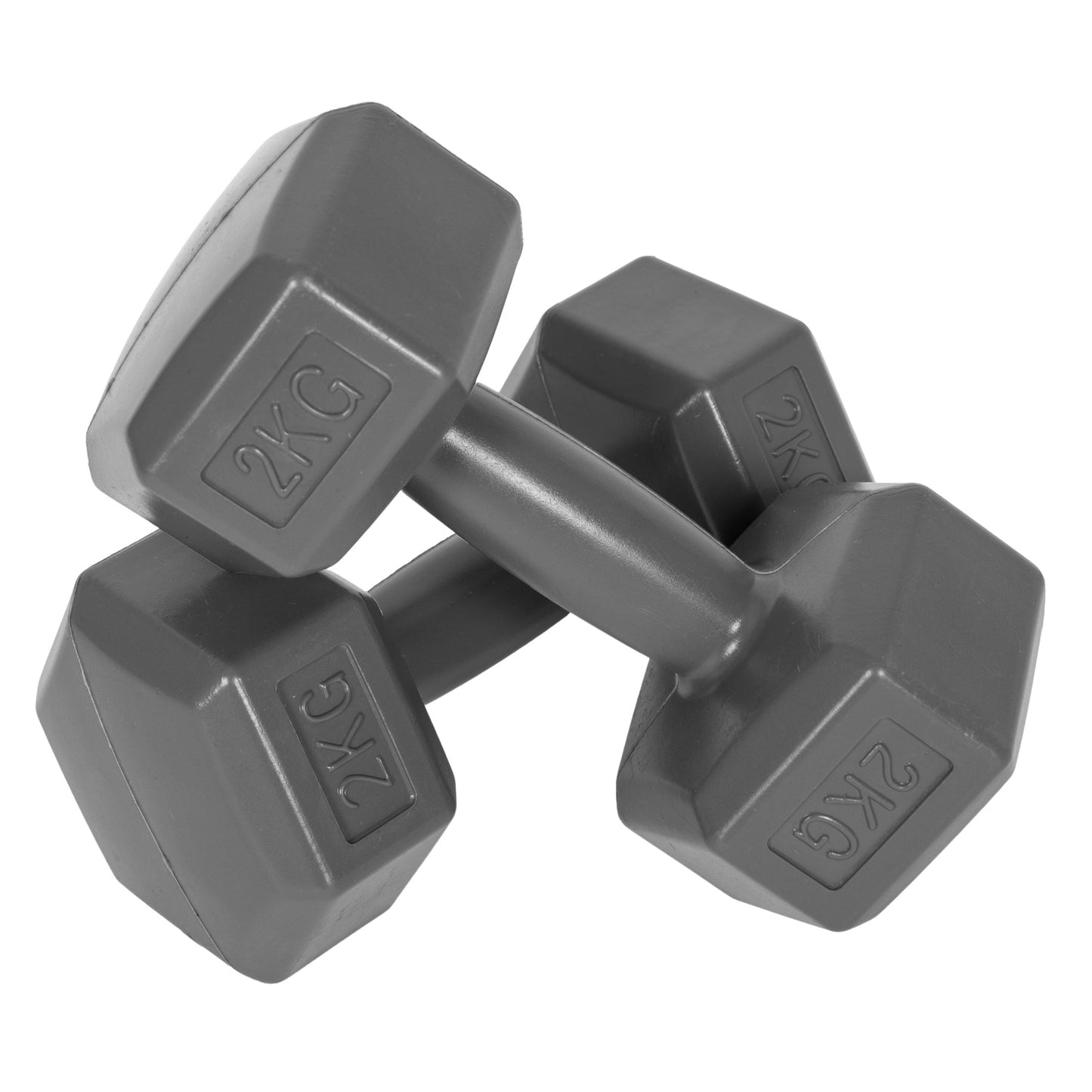 Hex dumbbells set 2x2 kg, exercise weights, fitness load, gray, ModernHome