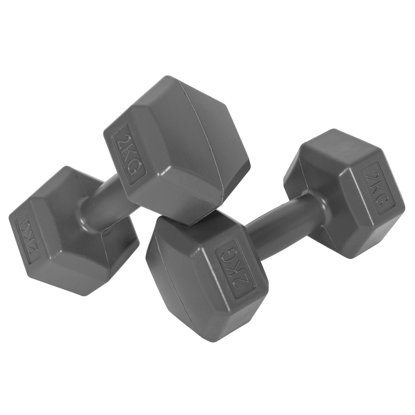 Hex dumbbells set 2x2 kg, exercise weights, fitness load, gray, ModernHome