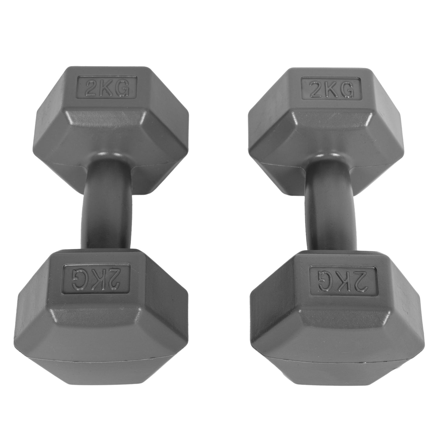 Hex dumbbells set 2x2 kg, exercise weights, fitness load, gray, ModernHome