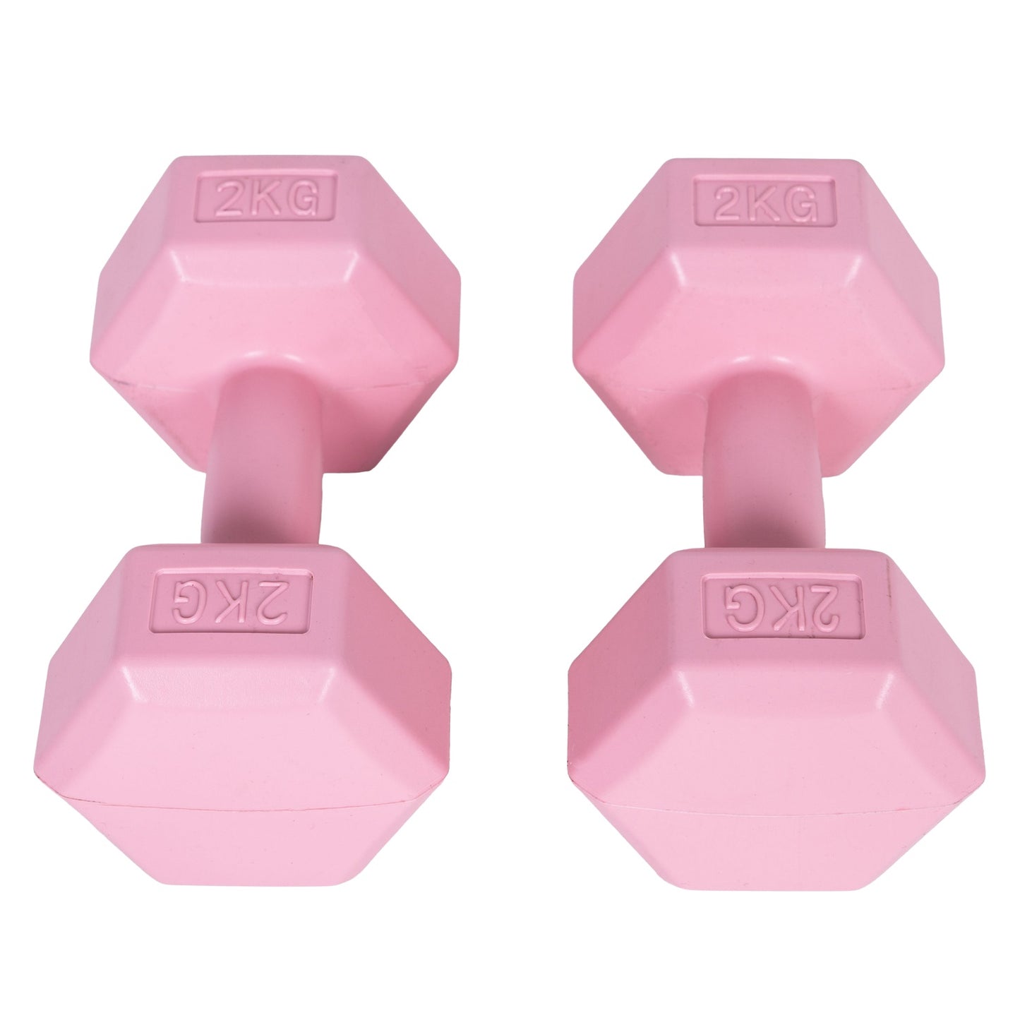Hex dumbbells set 2x2 kg, exercise weights, fitness load, pink, ModernHome