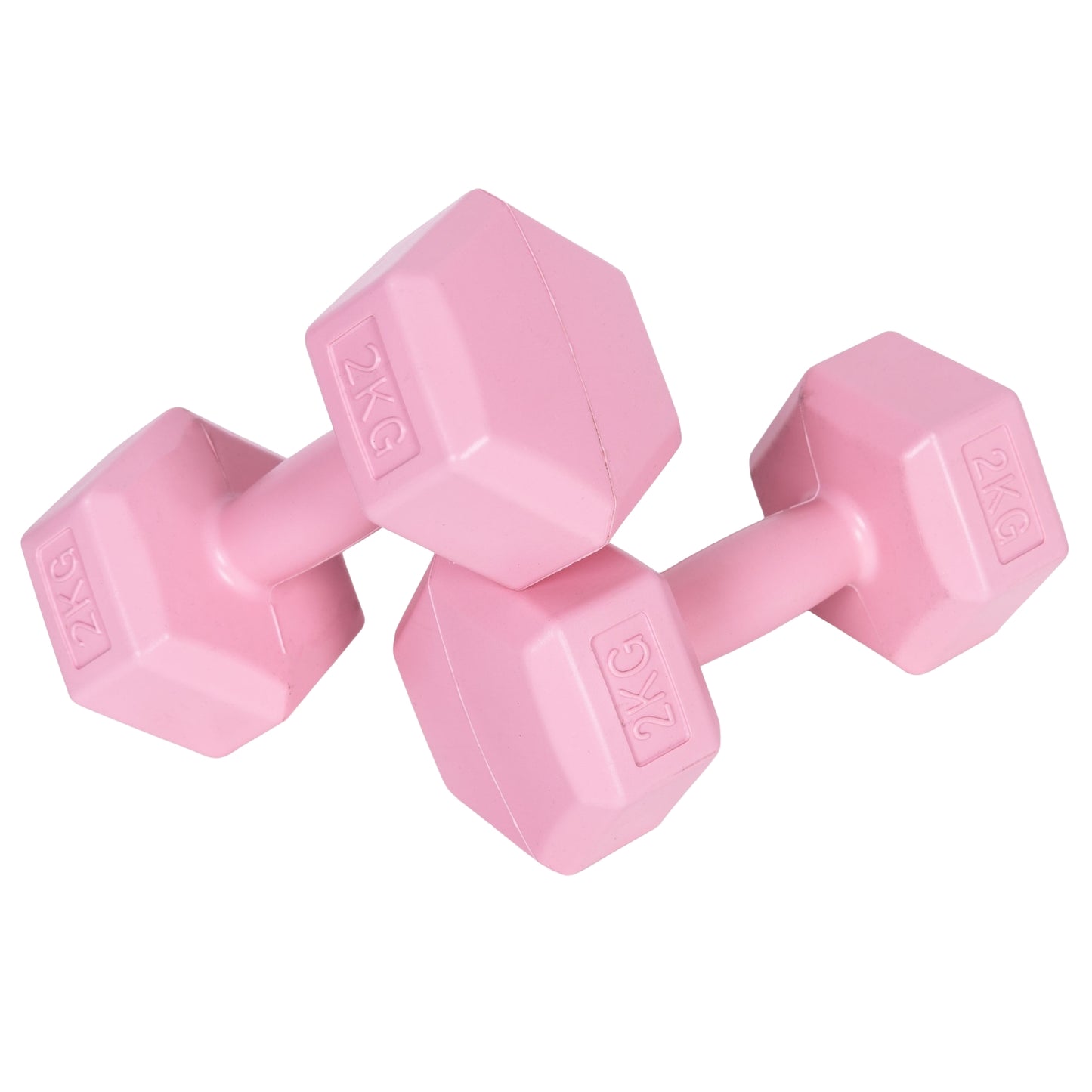 Hex dumbbells set 2x2 kg, exercise weights, fitness load, pink, ModernHome