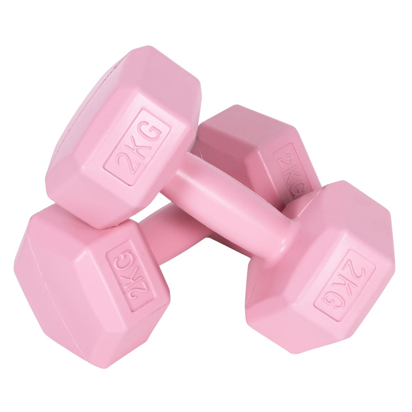 Hex dumbbells set 2x2 kg, exercise weights, fitness load, pink, ModernHome