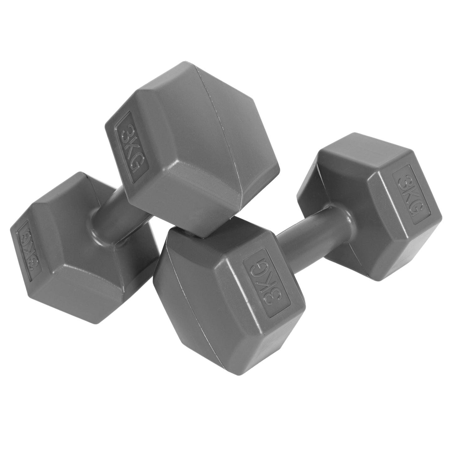 Hex dumbbells set 2x3 kg, exercise weights, fitness load, gray, ModernHome