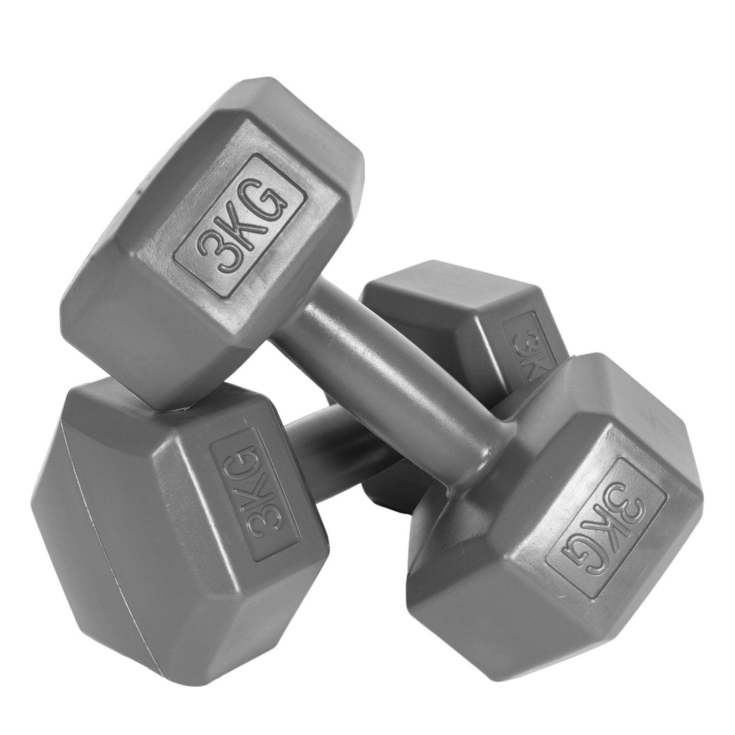 Hex dumbbells set 2x3 kg, exercise weights, fitness load, gray, ModernHome