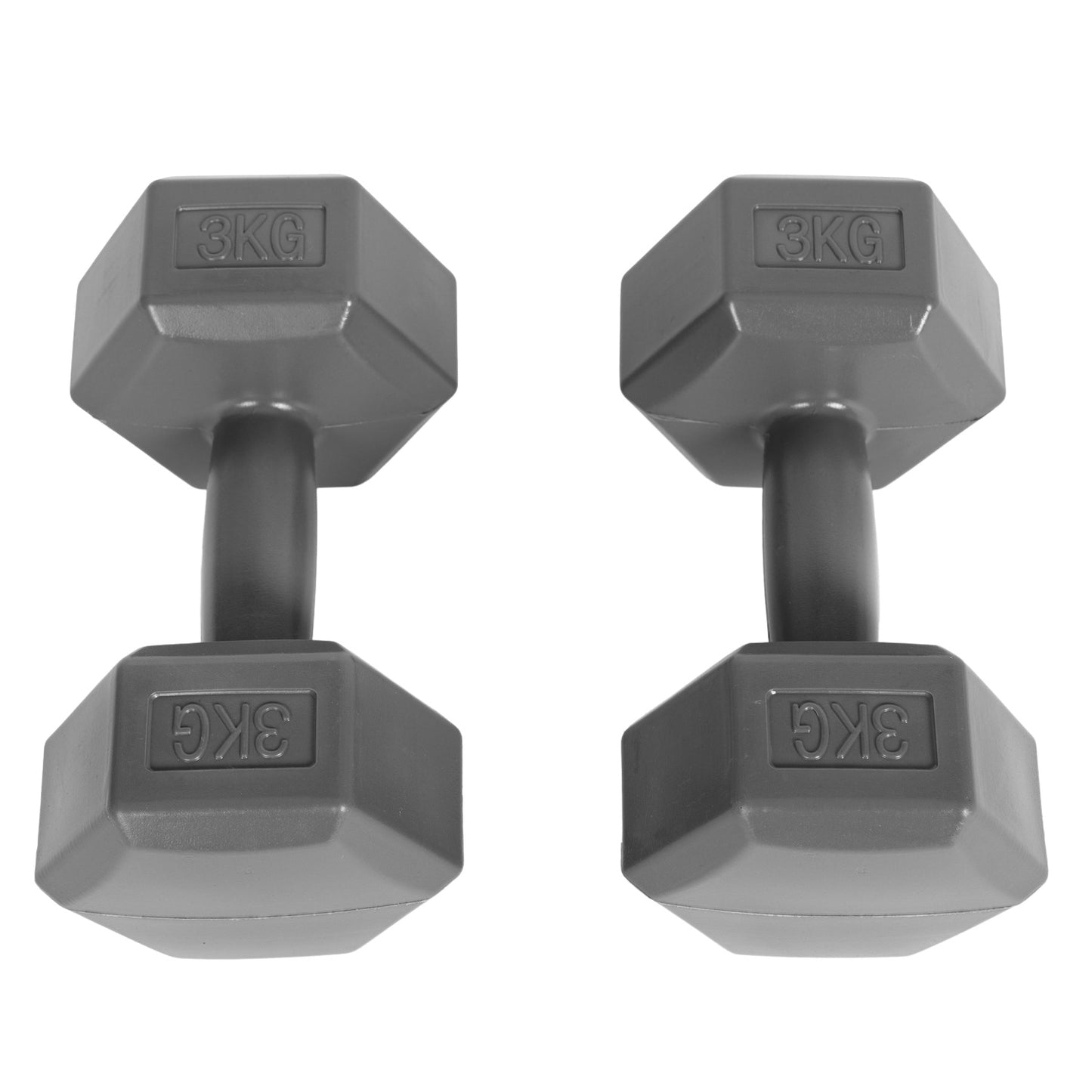 Hex dumbbells set 2x3 kg, exercise weights, fitness load, gray, ModernHome