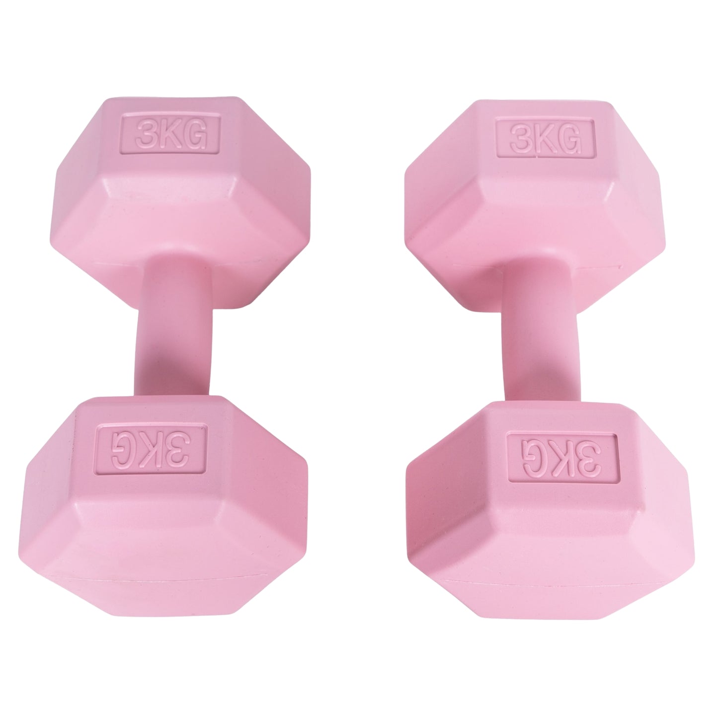 Hex dumbbells set 2x3 kg, exercise weights, fitness load, pink, ModernHome