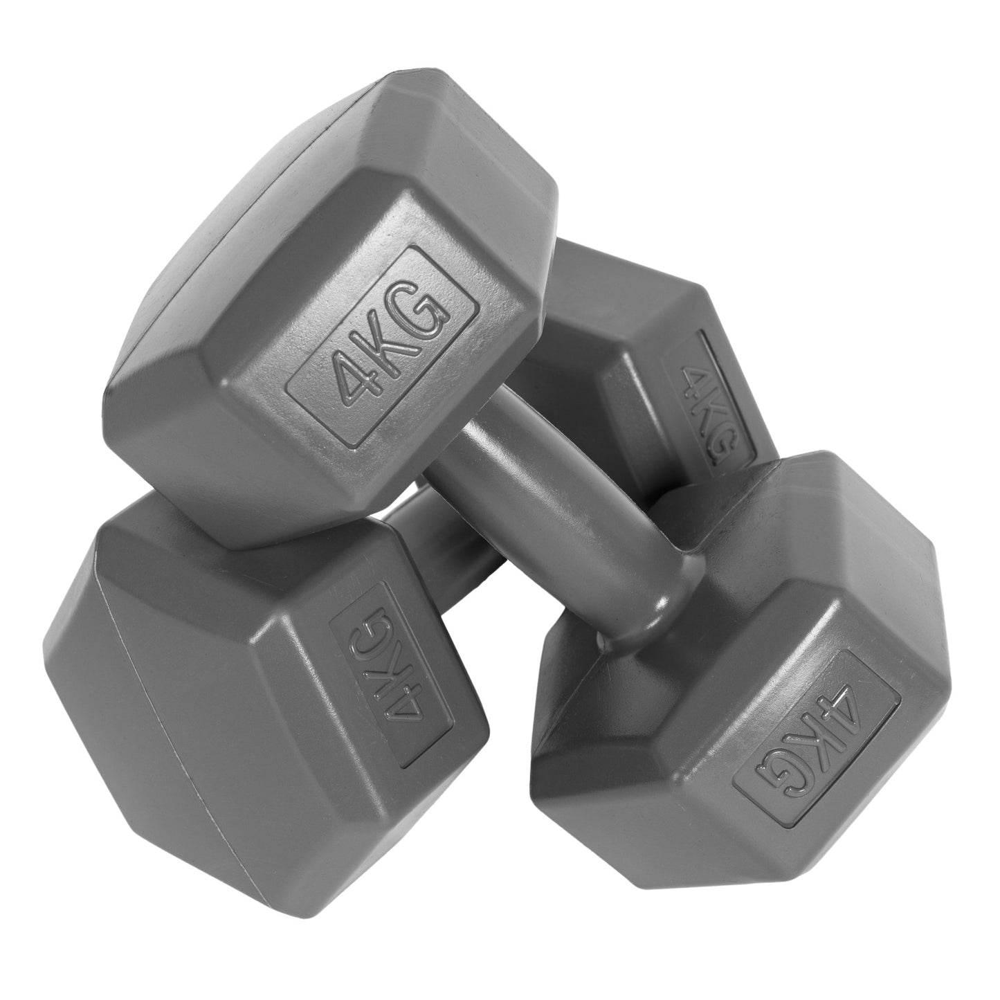Hex dumbbells set 2x4 kg, exercise weights, fitness load, gray, ModernHome