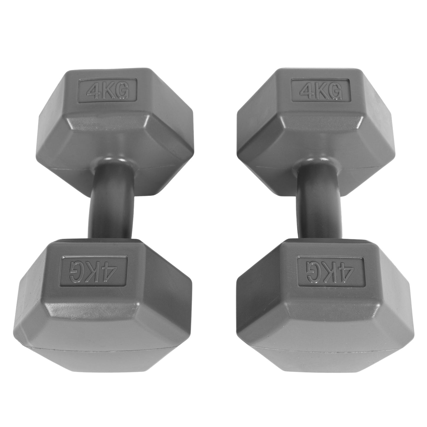 Hex dumbbells set 2x4 kg, exercise weights, fitness load, gray, ModernHome