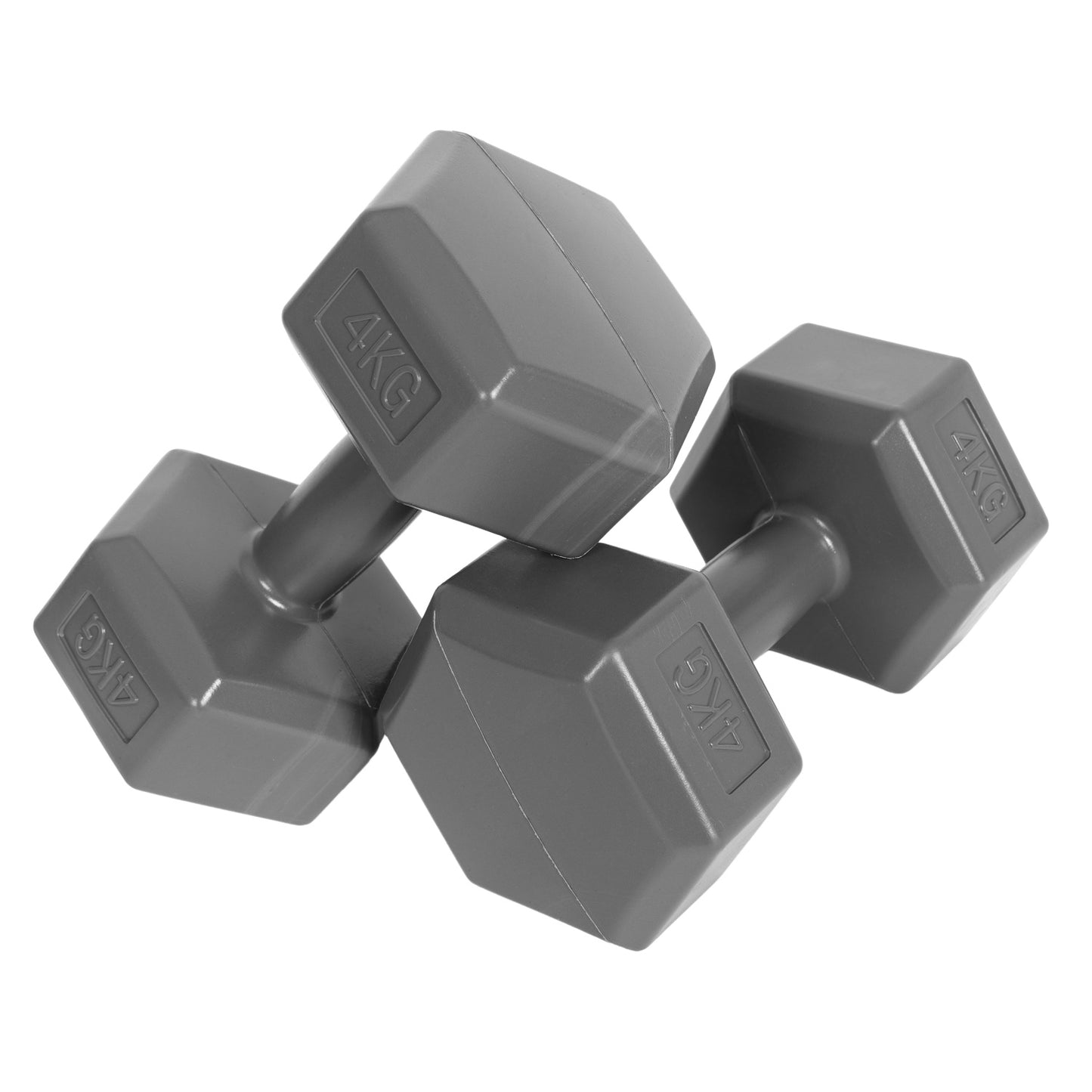 Hex dumbbells set 2x4 kg, exercise weights, fitness load, gray, ModernHome