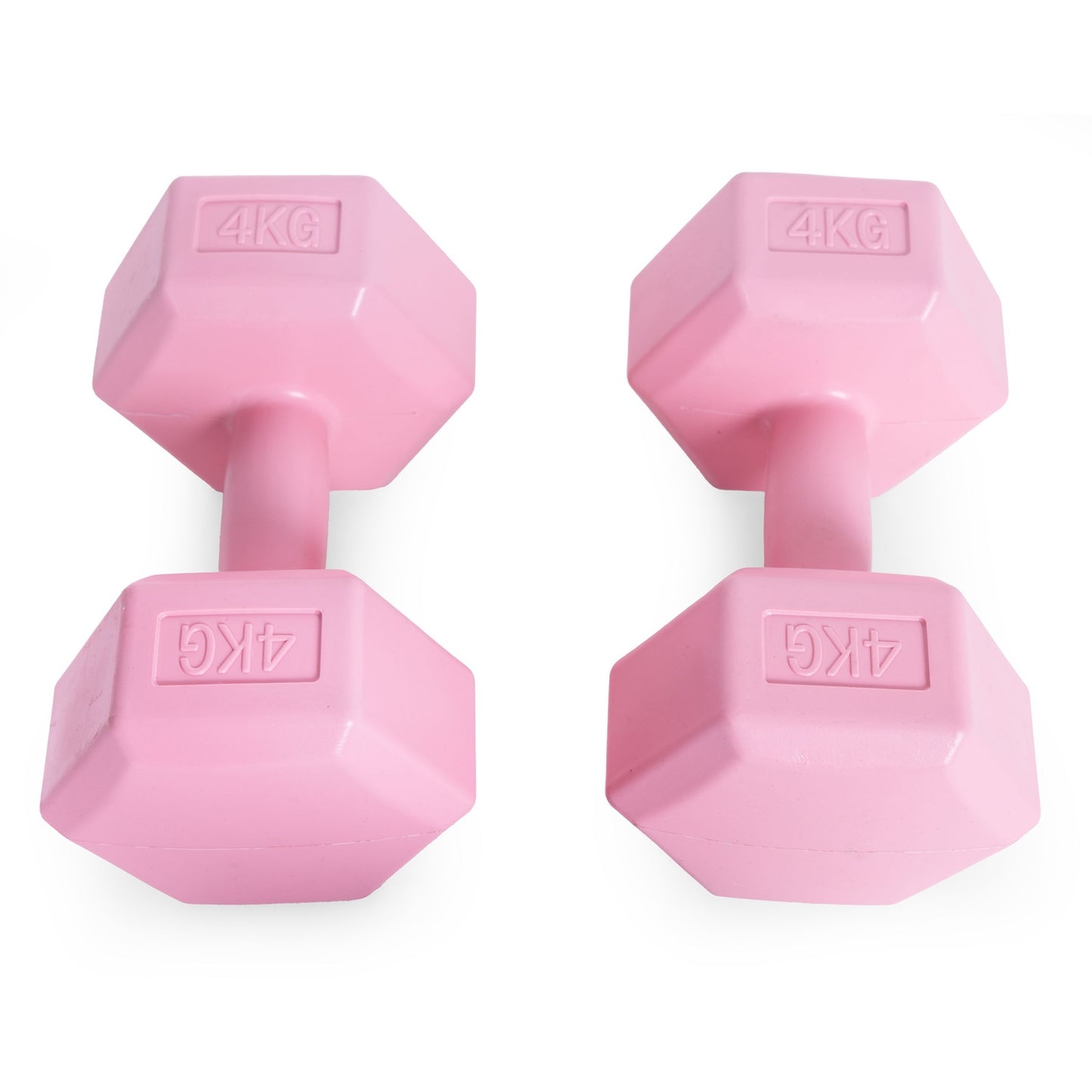 Hex dumbbells set 2x4 kg, exercise weights, fitness load, pink, ModernHome
