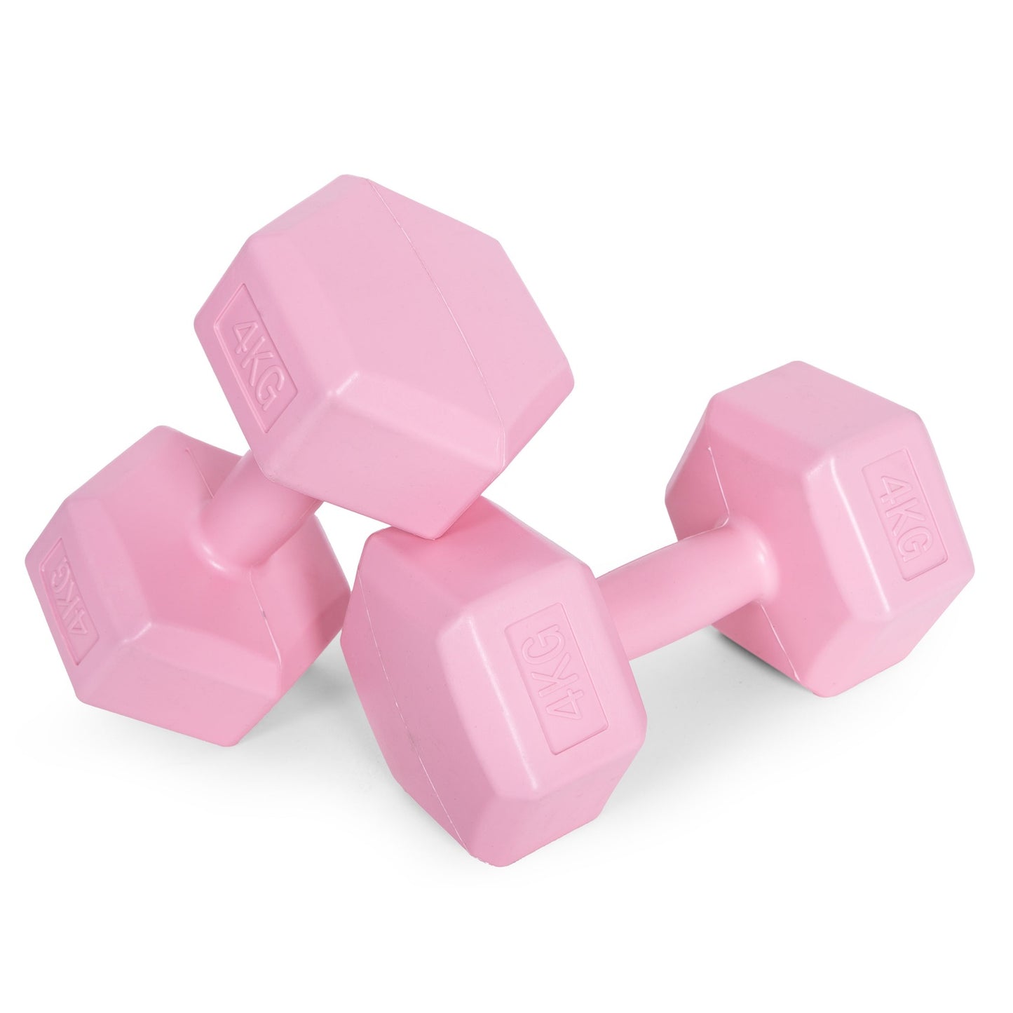Hex dumbbells set 2x4 kg, exercise weights, fitness load, pink, ModernHome