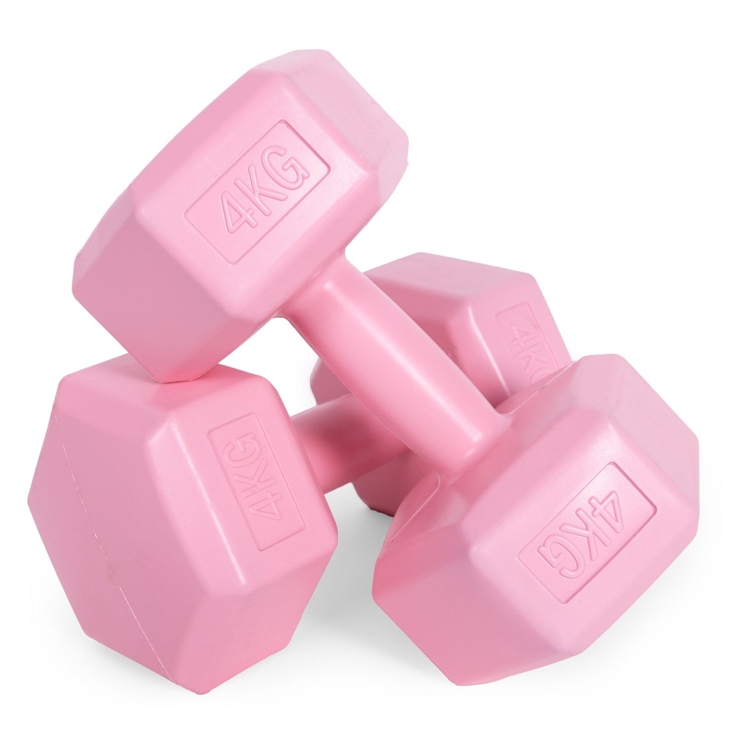 Hex dumbbells set 2x4 kg, exercise weights, fitness load, pink, ModernHome