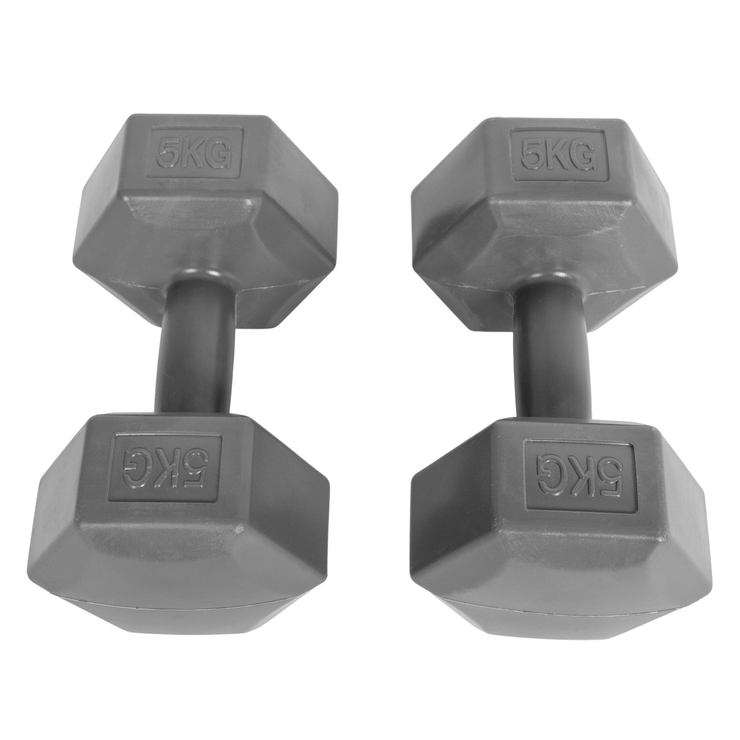 Hex dumbbells set 2x5 kg, exercise weights, fitness load, gray, ModernHome