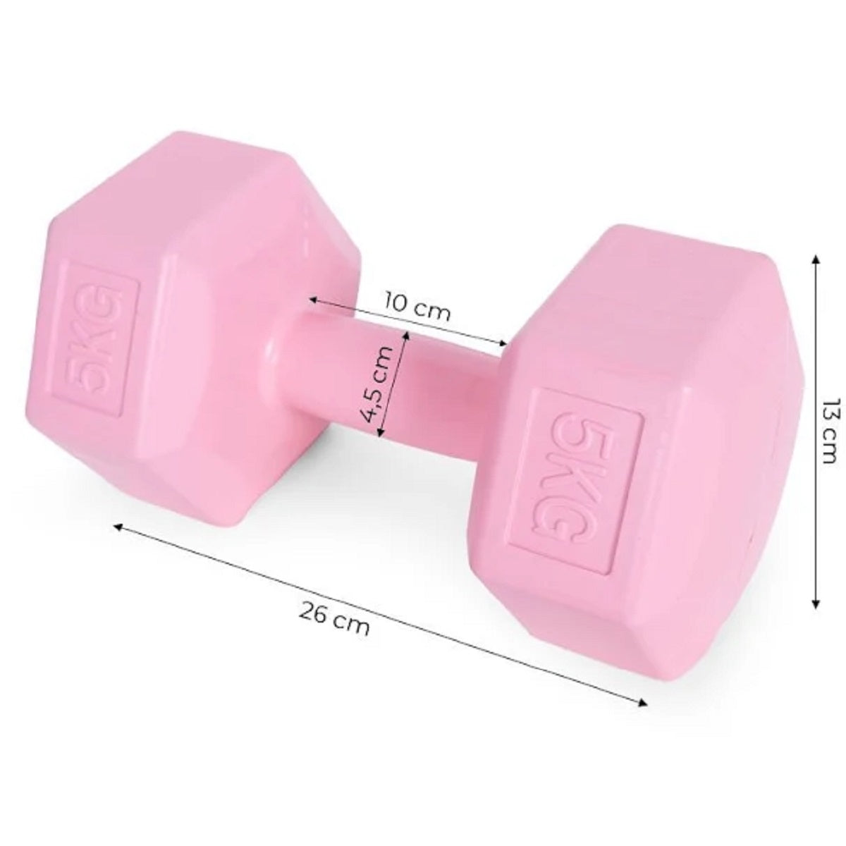 Hex dumbbells set 2x5 kg, exercise weights, fitness load, pink, ModernHome