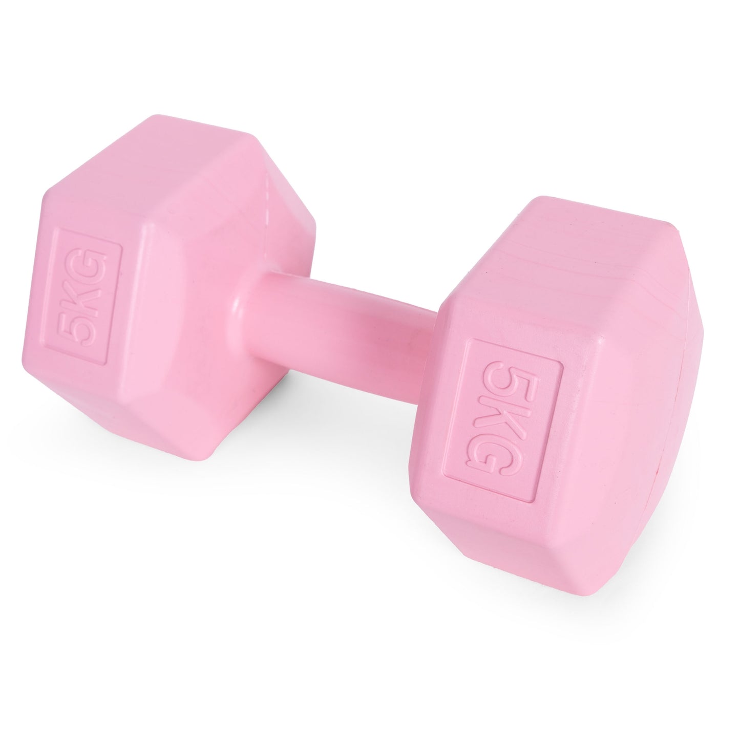 Hex dumbbells set 2x5 kg, exercise weights, fitness load, pink, ModernHome
