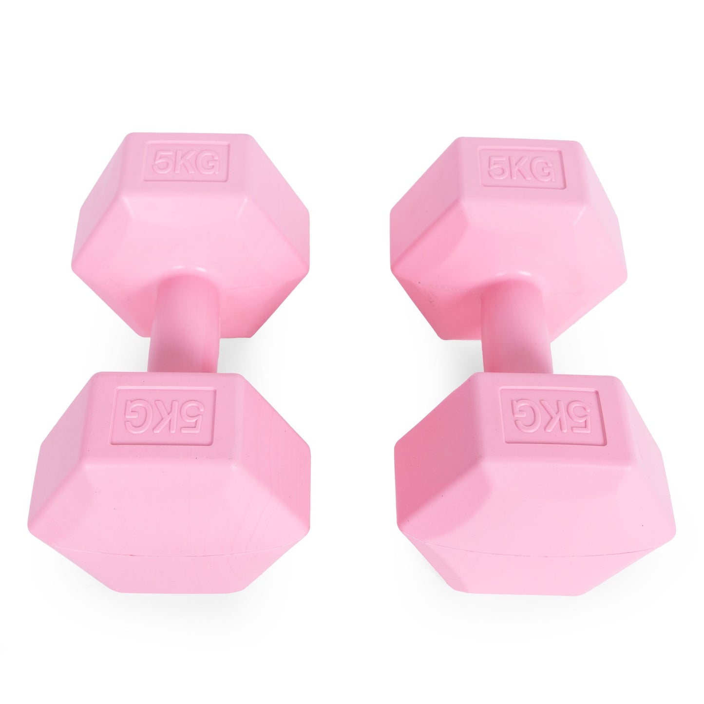 Hex dumbbells set 2x5 kg, exercise weights, fitness load, pink, ModernHome