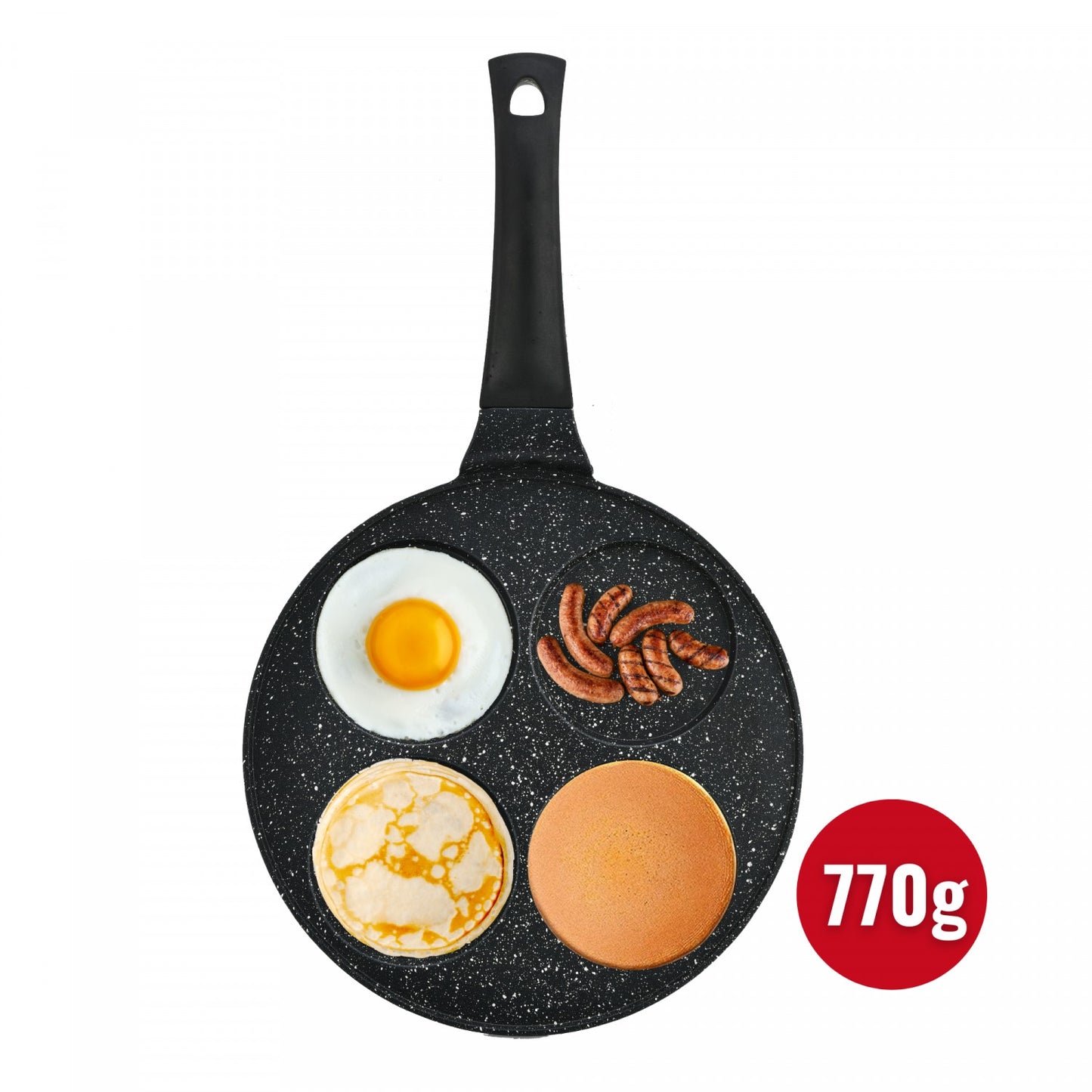 Hezberg HG-CP264HO: 26cm Marble Coated Pancake & Crepe Pan - 4 Slot